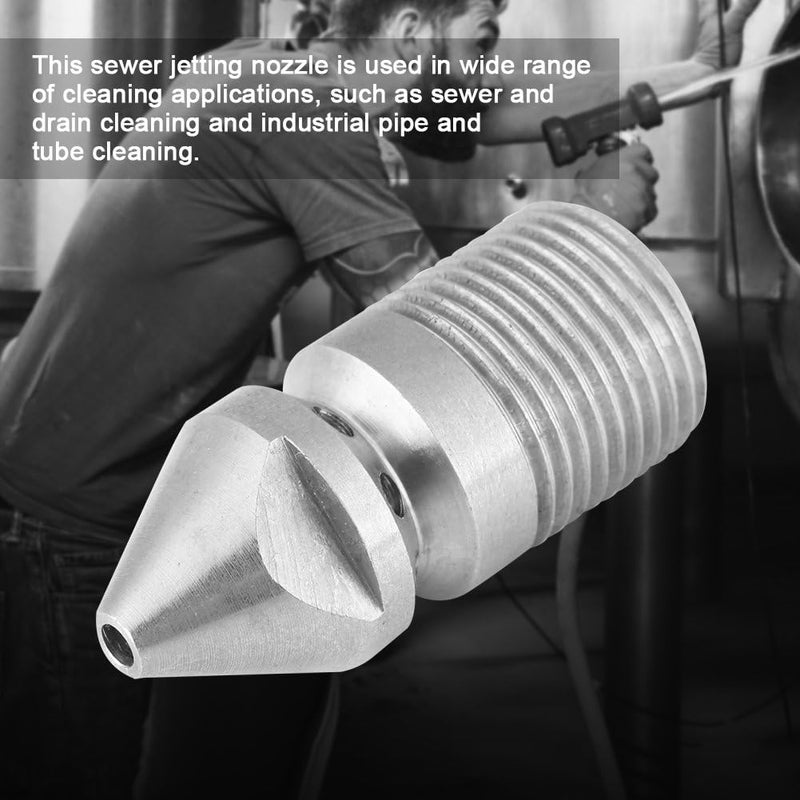 woobles Sewer Cleaning Nozzle, Stainless Steel SS304 Drain Blaster Cleaning Nozzle Sewer Jetter Nozzle for Pressure Washer Pressure Sewerage Cleaning Pipe Drain Jet Nozzle 3/8'' BSP Male Thread - Image 3